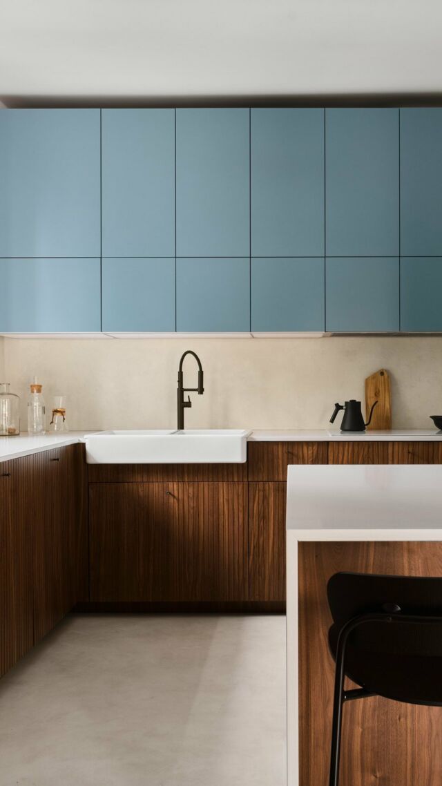 Breaking down monochromatic interiors is just a starting point of any multidimensional kitchen’s potential. The main idea here is to provide your cooking area with a visually attractive, personal style and no compromise on quality.

Combine materials and colours to create a two-toned kitchen.